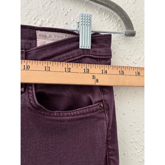 Rag & Bone Womens Purple Burgundy Mid Rise Skinny Jeans Distressed Denim - Picture 6 of 14